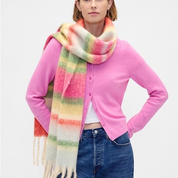 GAP Multi Color Happy Stripe  Soft Scarf - Picture 2 of 7
